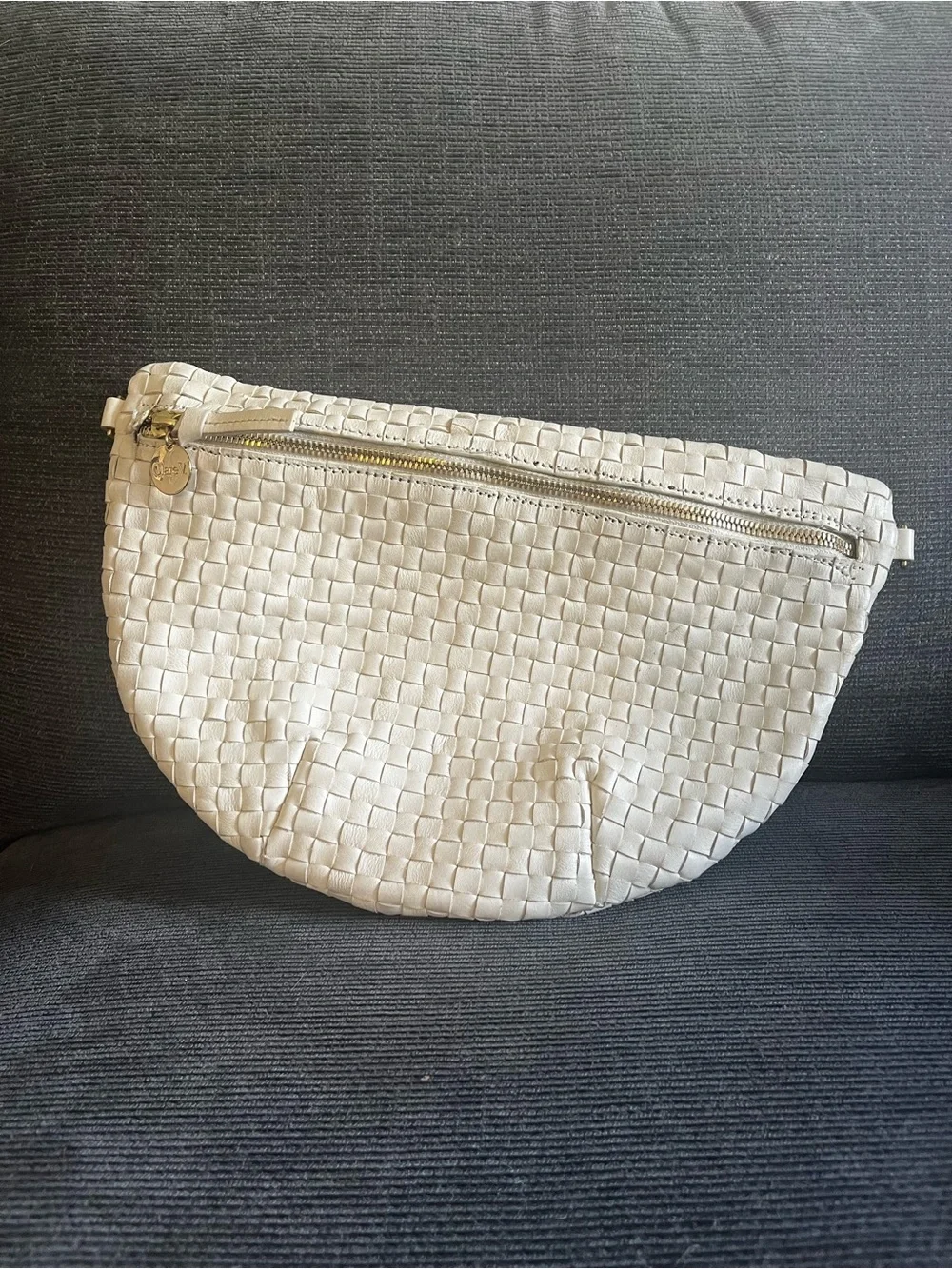Clare V. Grande Fanny Woven Crossbody Bag - Cream (no strap)